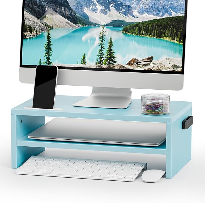 Marbrasse Monitor Stand Riser, 16.5 Inch 2 Tier Computer Printer Shelf Stand by Marbrasse