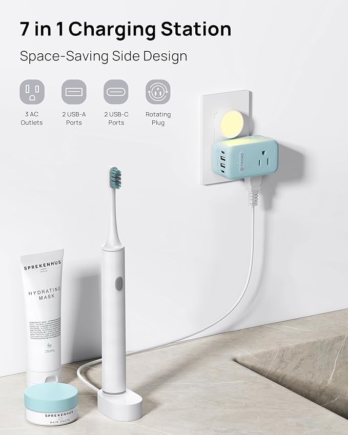 TROND Outlet Extender with USB, 360 Rotating Plug Adapter with PD 20W USB C Port - Image 2