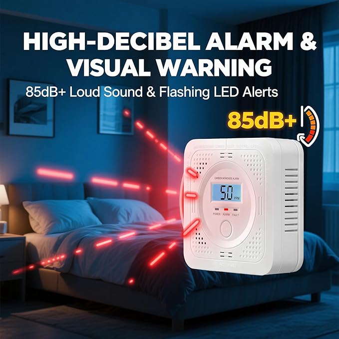 3 Pack Carbon Monoxide Detector LCD Screen Real-Time Concentration Battery - Image 5