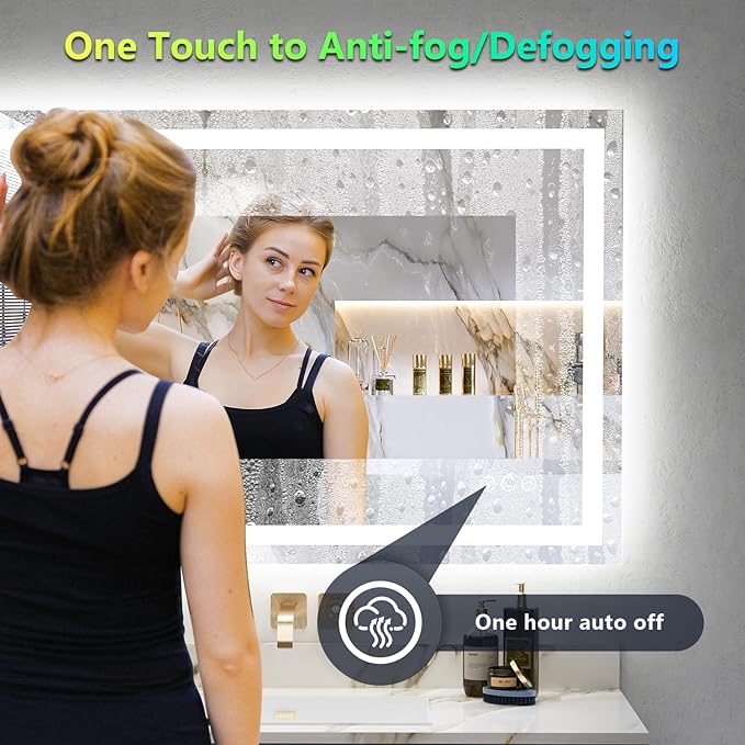 YEELAIT 36x30 Inch RGB LED Bathroom Mirror Front Light and RGB Backlit Lighted - Image 5