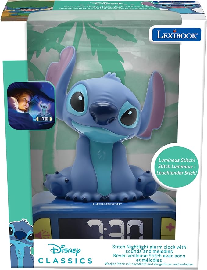 LEXiBOOK, Disney Stitch, Stitch Nightlight Alarm Clock, Sounds and Melodies - Image 3