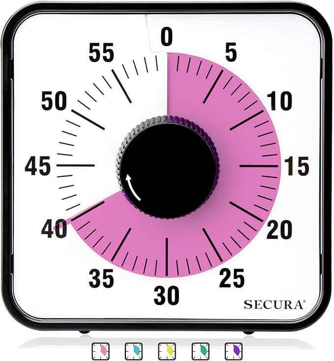 Secura 60-Minute Visual Countdown Timer, 7.5-Inch Oversize Classroom Visual by Secura