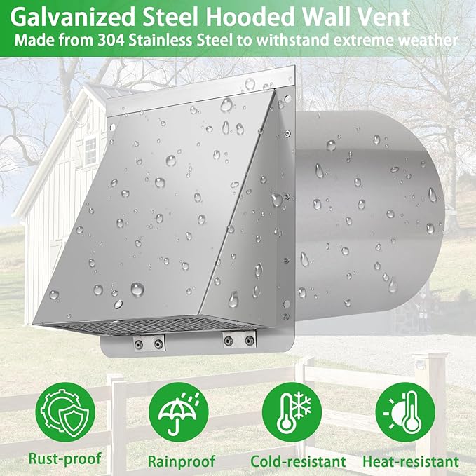 Dryer Vent Cover Outdoor 4 Inch, Dryer Vent Cover Outside, Exterior Hooded Wall - Image 5