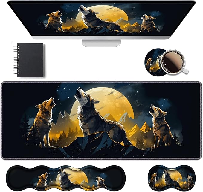 Ergonomic Keyboard Wrist Rest & Mouse Pad Wrist Rest Set, Large XXL Gaming Desk by Unknown