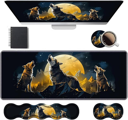 Ergonomic Keyboard Wrist Rest & Mouse Pad Wrist Rest Set, Large XXL Gaming Desk by Unknown