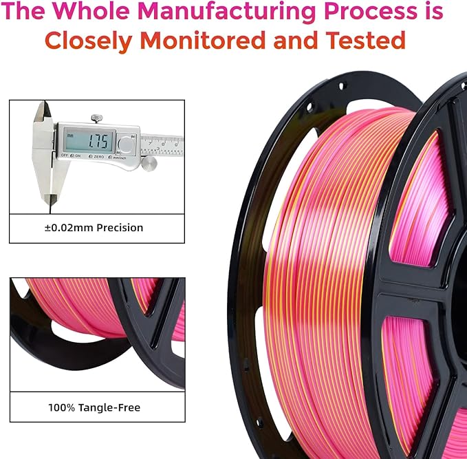 FLASHFORGE Silk Dual Color Filament, 3D Printer Filament Color Change 1kg Spool - Image 4