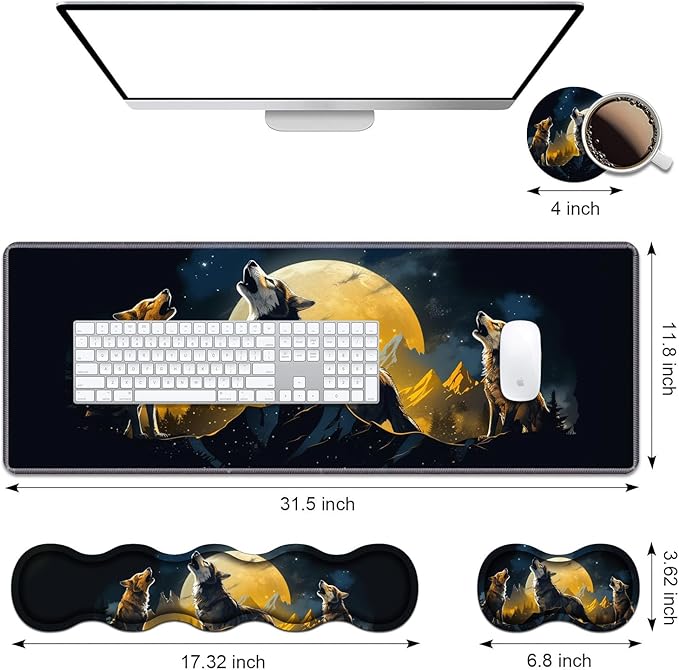 Ergonomic Keyboard Wrist Rest & Mouse Pad Wrist Rest Set, Large XXL Gaming Desk - Image 2