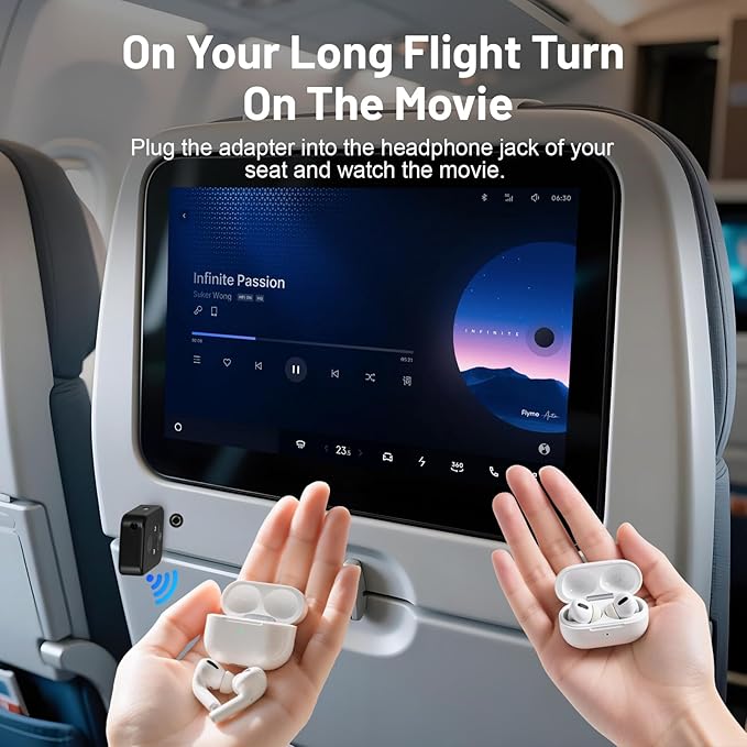 Airplane Bluetooth 5.3 Transmitter Adapter, 3.5mm to Dual Bluetooth Audio - Image 4