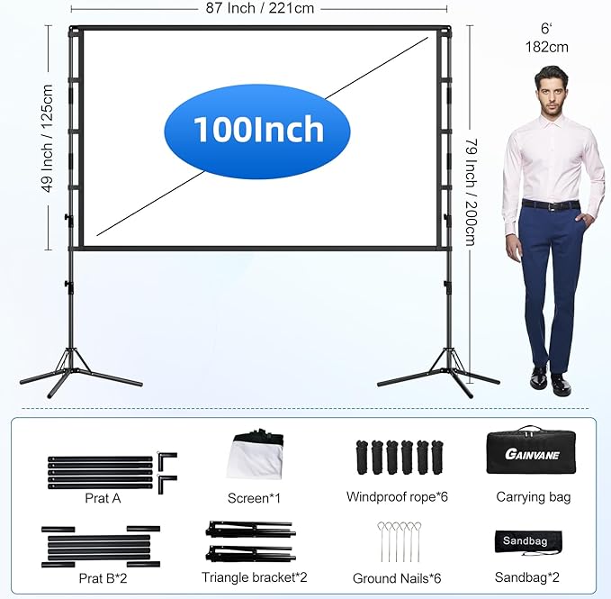 100-Inch Portable Projector Screen - Image 3