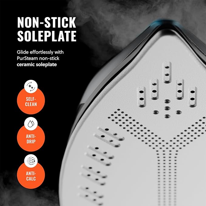Pursteam SteamBurst+ 1750W Steam Iron, Ceramic Soleplate, Adjustable Steam - Image 3