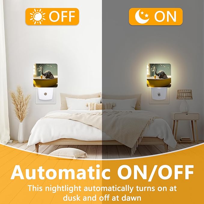 GANTINIR Cute Elephant Take a Bath Night Light, Plug-into African Animal - Image 6