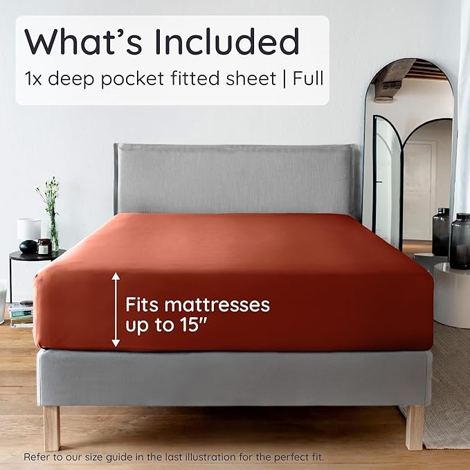 Bambaw 100% Viscose Derived from Bamboo Full Fitted Sheet Size, 15’’ Deep - Image 2
