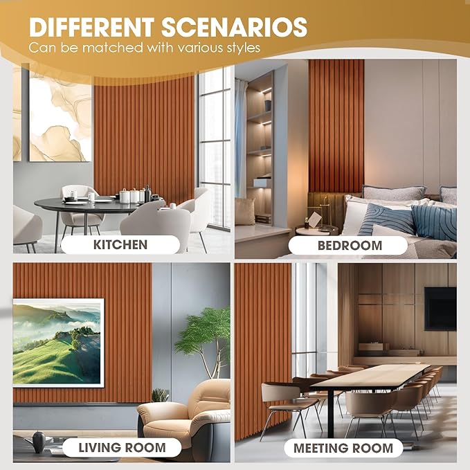 OUZUGIE WPC Acoustic Slat Wall Paneling, Living Room, TV Background, Study Room - Image 7