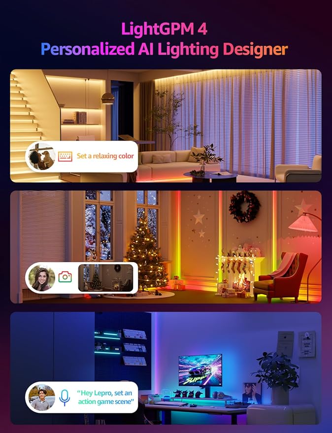 Lepro S1 AI LED Strip Lights for Bedroom - 100ft Smart RGB Light Strips - Image 2