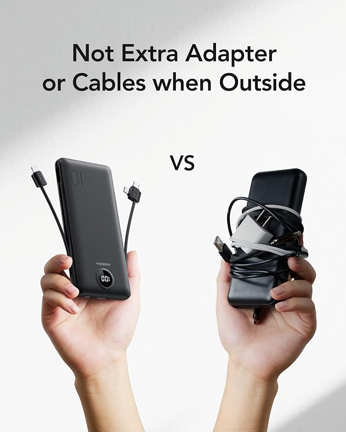 VEGER Portable Charger for iPhone Built in Cables and Wall Plug, 10000mah Slim - Image 7