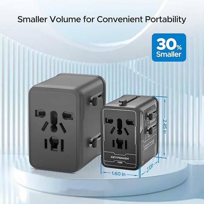 Universal Travel Adapter 30W GaN, KEY POWER All-in-One International Power - Image 2