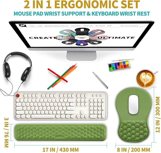 Hokafenle 2 in 1 Ergonomic Mouse Pad Wrist Support & Wrist Rest - Image 2