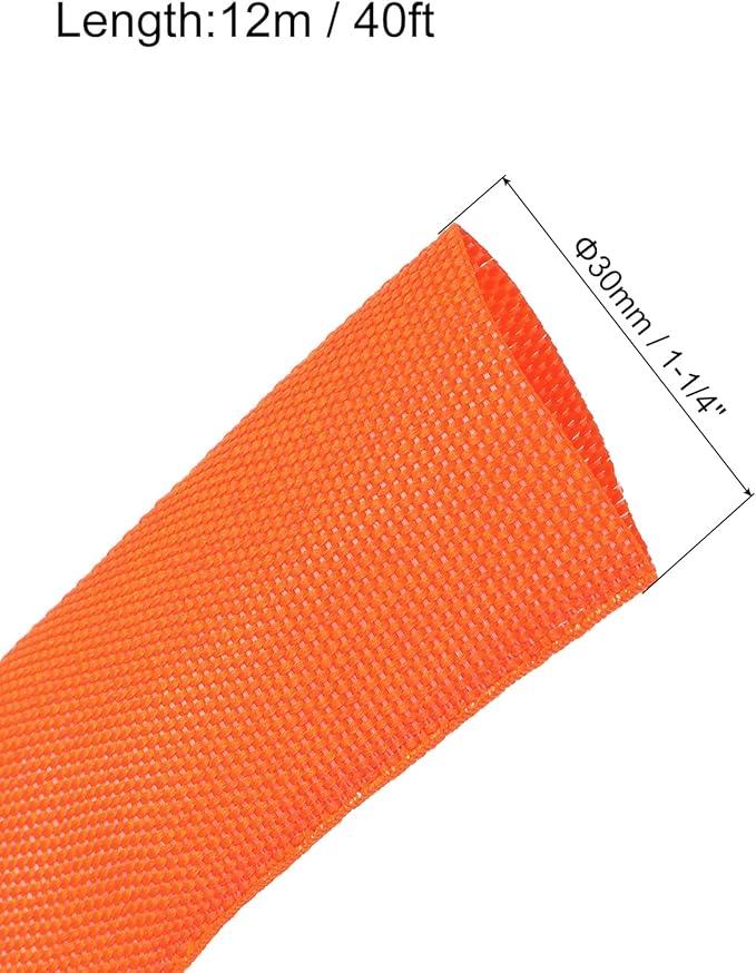 MECCANIXITY Braided Cable Sleeves Heat Shrinkable Fabric Sleeving, 1 1/4" 40ft - Image 2