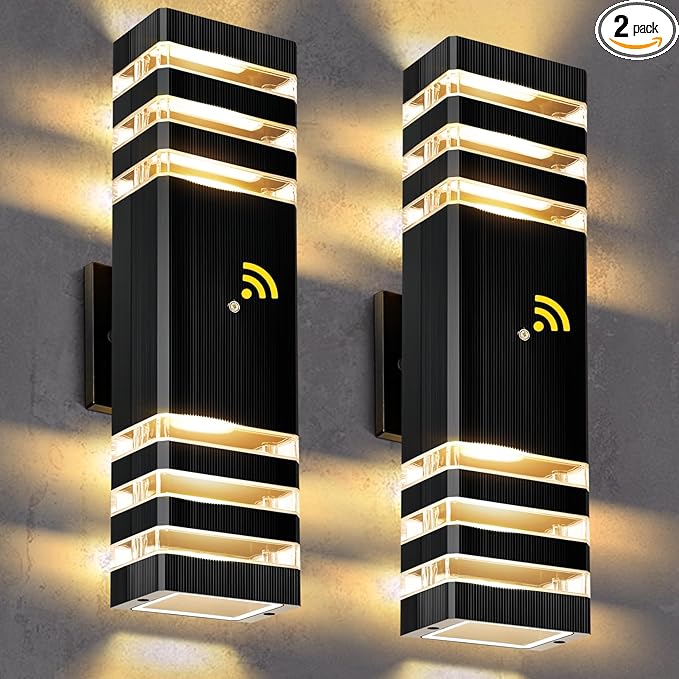 MZLITI LED Square Up & Down Wall Lights 2 Pack 15inch, Outdoor Wall Lights by MZLITI