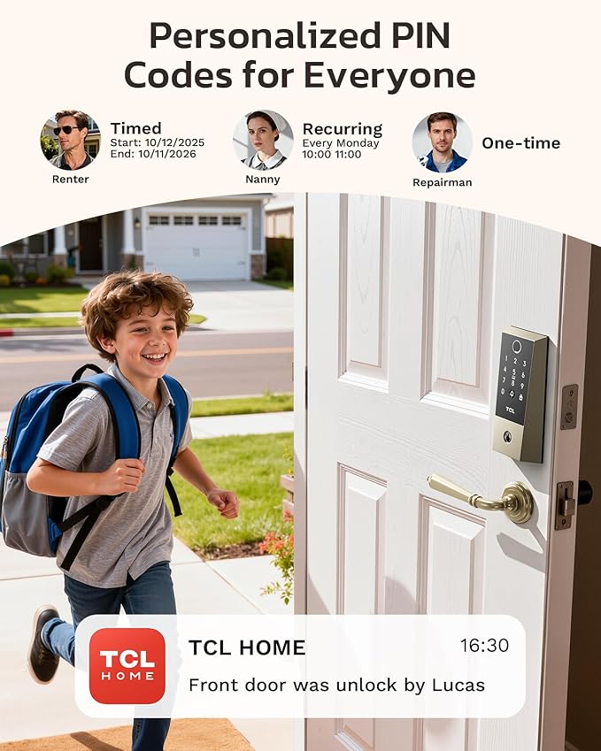 TCL D2 Plus Fingerprint Smart Lock, Wi-Fi Keyless Entry Door Lock, IP55 - Image 7
