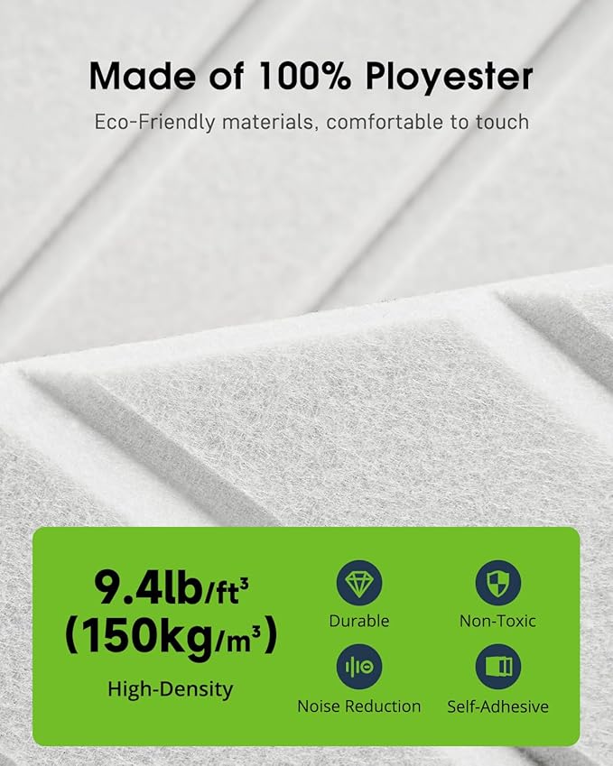 Woovio Sound Proof Foam Panels for Walls, 18 Pack Self-Adhesive Acoustic Panels - Image 5