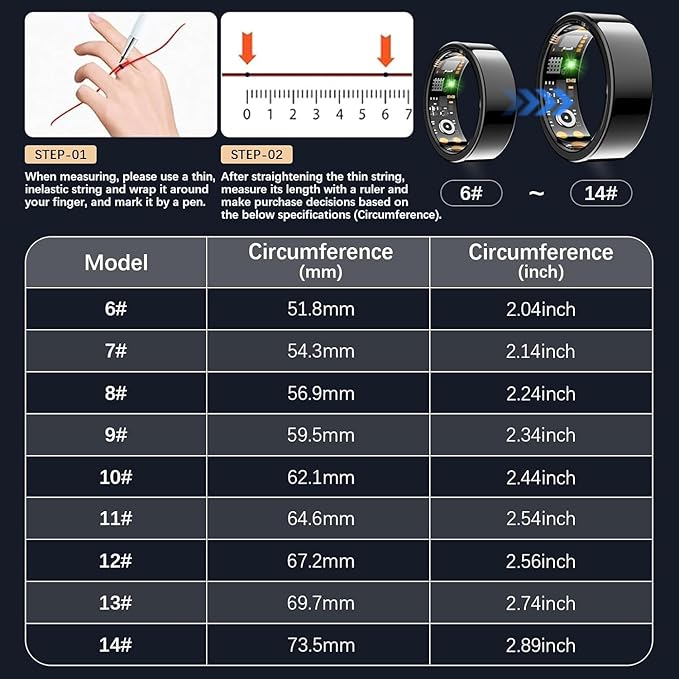 Smart Health Ring for Women Men, Fitness Tracker Ring - Image 2