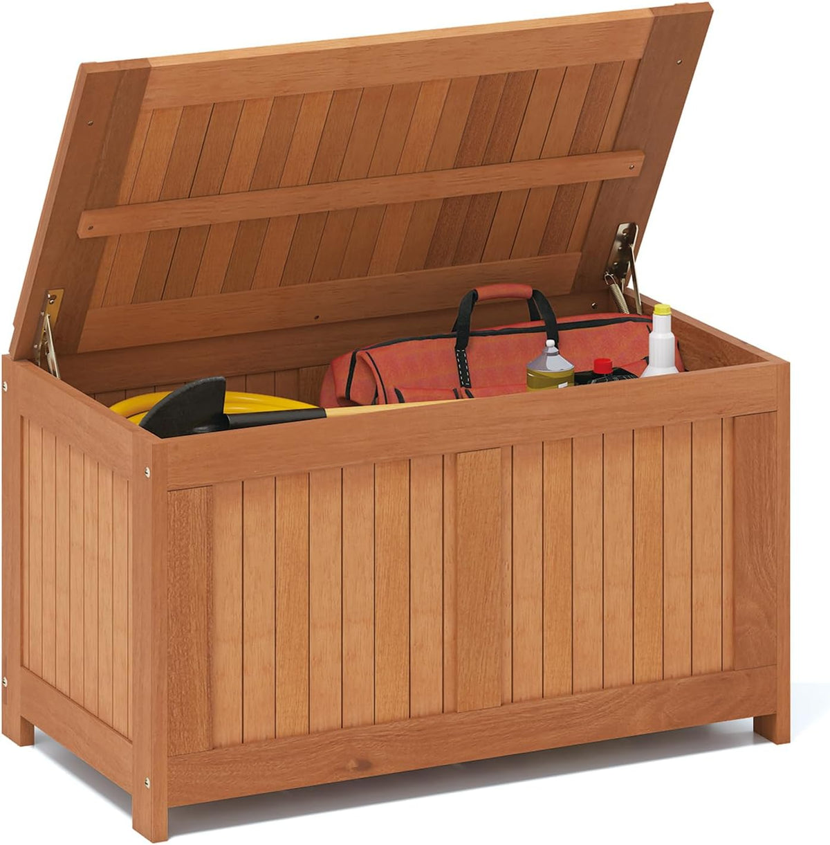 tangkula 52 gallon wood outdoor storage box, 3-in-1, main product view