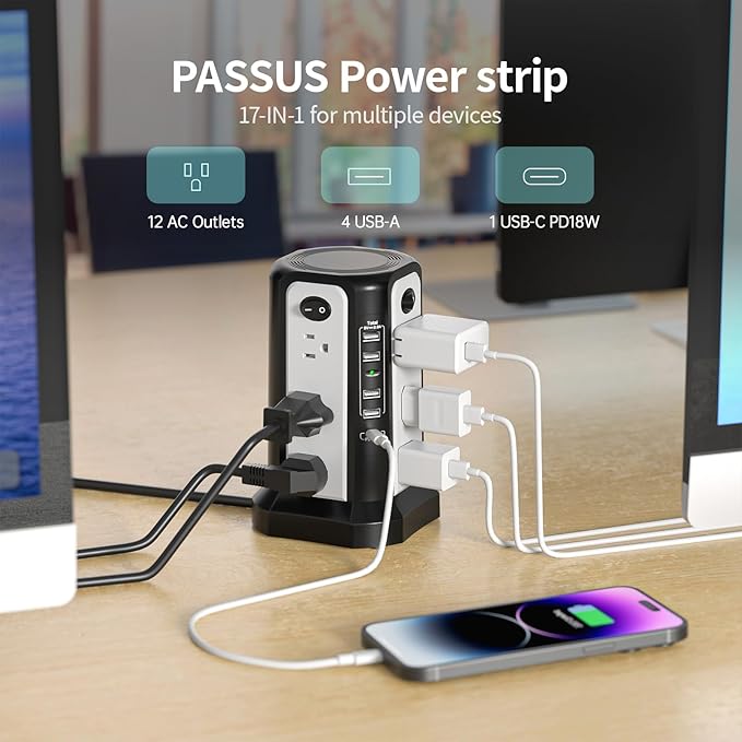 Surge Protector Power Strip Tower - Image 3