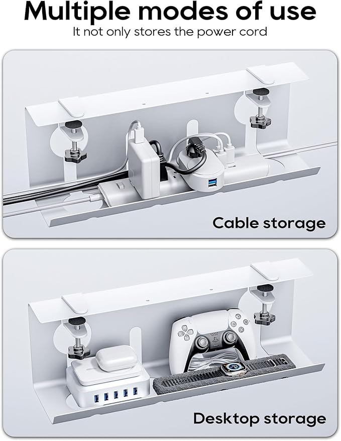 NODOCA No Drill Under Desk Cable Management Tray, Punch-Free Clamp on, Metal - Image 6