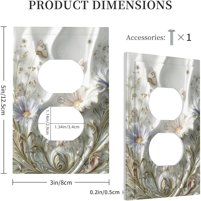 Bvtewkhz Boho Floral Wild Flower Floral Duplex Outlet Decorative Light Switch - Image 4