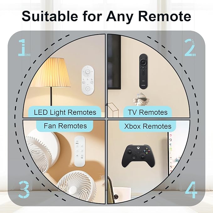 Vaszu Magnetic Remote Control Holder Self-Adhesive Wall Mount, 6 Pack Upgraded - Image 6