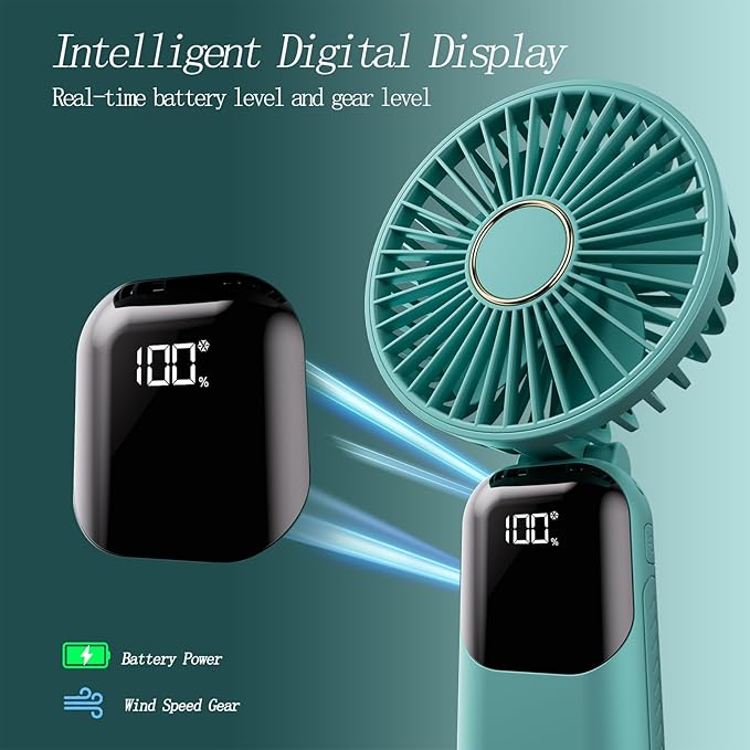 GOCKERA Portable Fan, 4200mAh Battery Operated Fan, 5 Speeds&Digital Display - Image 4