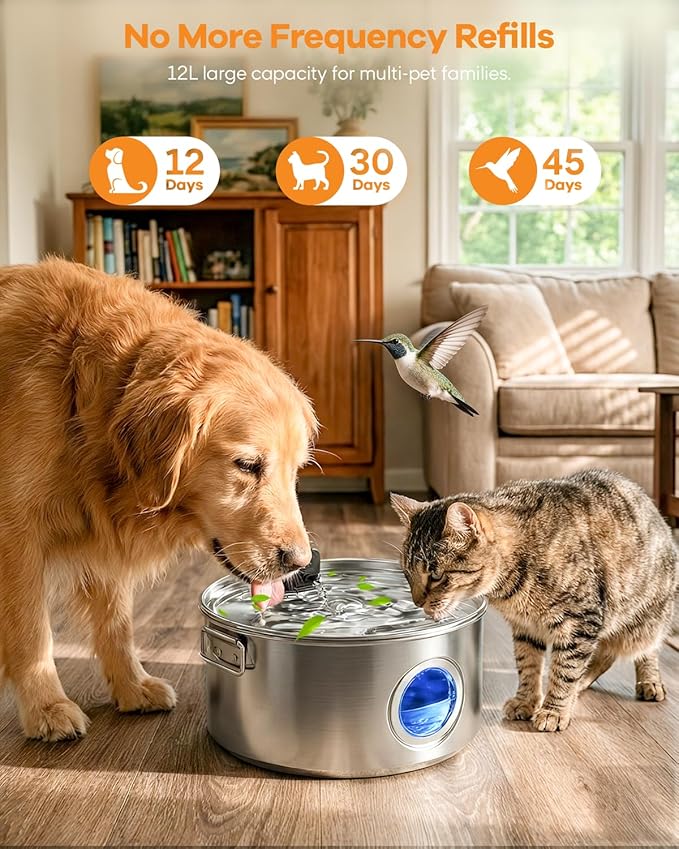 12L/ 3.4Gal Wireless Automatic Dog Water Fountain - Image 2