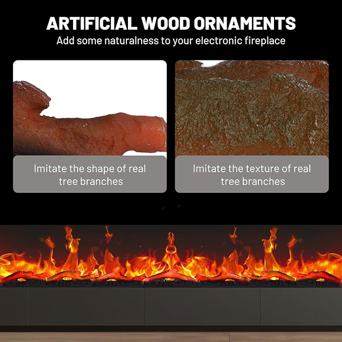 Electric Fireplace Wall Fireplace Recessed 3 Log Flame Colors Electric - Image 5