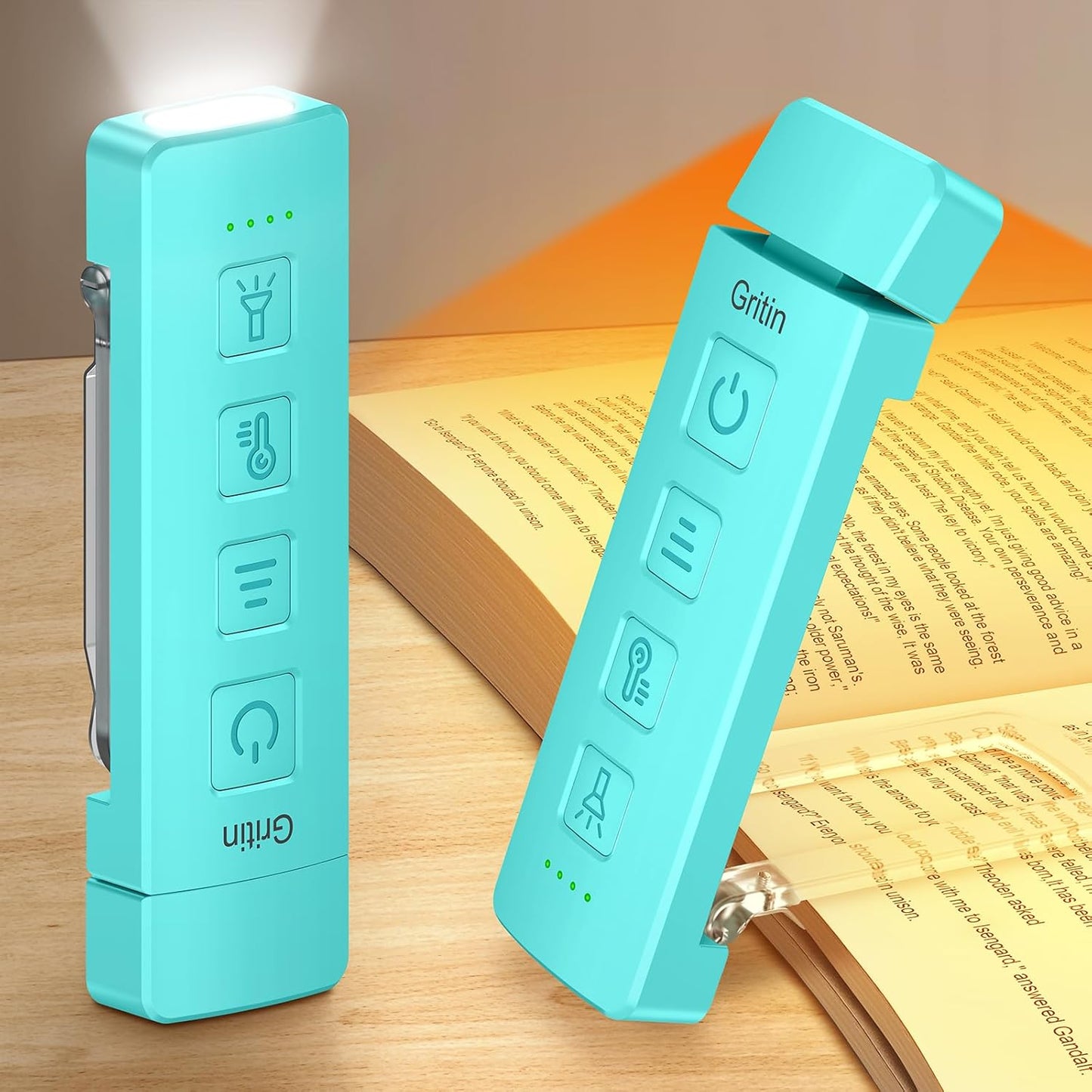 Gritin 2026 Gen 2 Rechargeable Book Light,2-in-1 Reading Light & Flashlight | Eye Caring 6 Color Temps,6-Level Dimmable Brightness,160 Hrs+ Runtime,Compact Size Portable Clip-on Book Lamp for Book Lovers