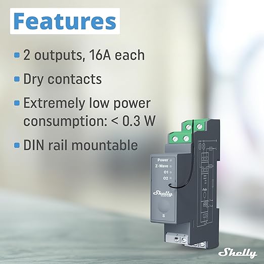 Shelly Wave Pro 2 US LR | Z-Wave Long Range 2-Channel Smart Relay Switch - Image 3