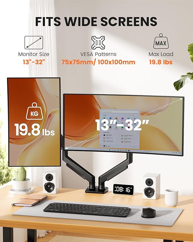 ErGear Dual Monitor Arm, Full Adjustable Monitor Mount - Image 2
