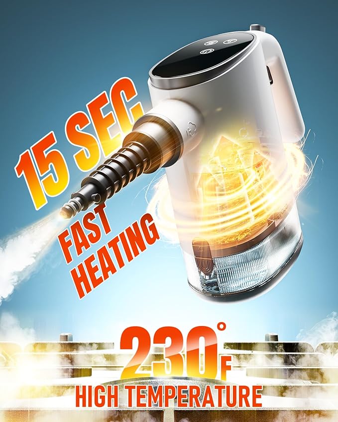 TEEVOGO Pressurized Steam Cleaner, 15s Instant Heat Handheld Steam Cleaner - Image 4