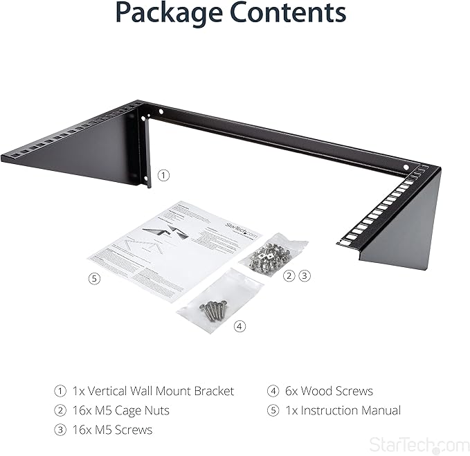 StarTech.com 6U Wall Mount Patch Panel Bracket – 19 in – Steel - Image 6