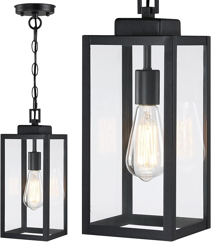 15'' Outdoor Pendant Light, Modern Outside Chandelier Outdoor Hanging Lantern by MYHXQ