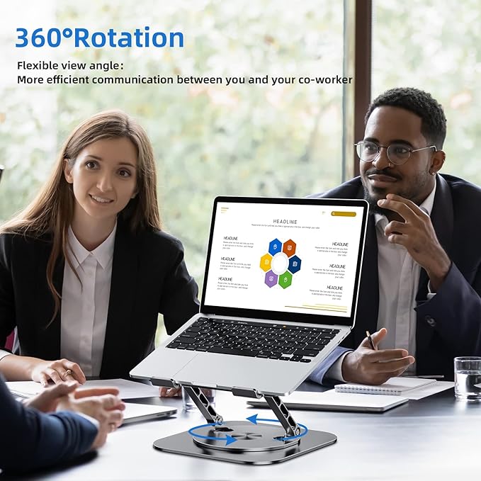 MCHOSE Laptop Stand with 360° Rotating Base, Foldable Adjustable Computer Holder - Image 2