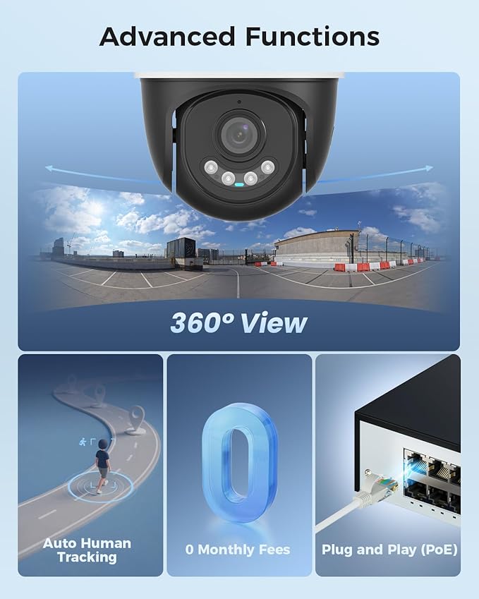 【4K HD+360°View】 Hiseeu 4K PoE Security Camera System, Auto Human Tracking - Image 3