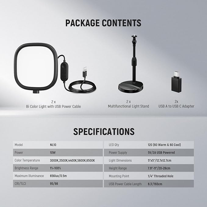 NEEWER Basics 2 Pack 5" Full Screen LED Ring Light - Image 8