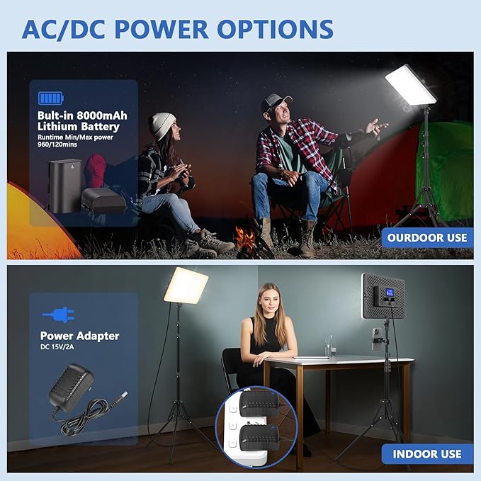 Led Video Light Panel Lighting Kit, QEUOOIY 2-Pack Bi-Color Photography Lighting - Image 4