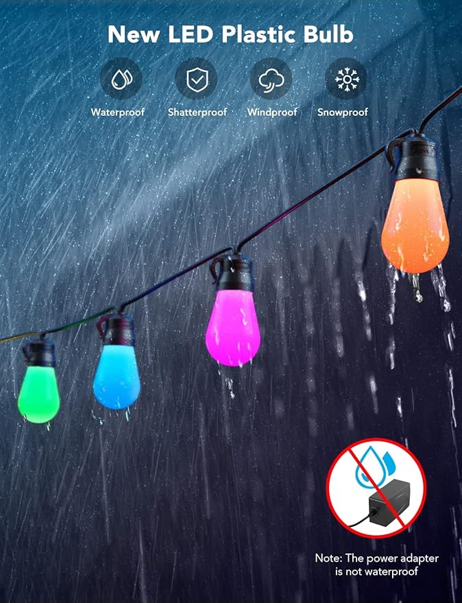 Govee Smart Outdoor String Lights H7016, 96ft RGBIC Outdoor Lights - Image 6