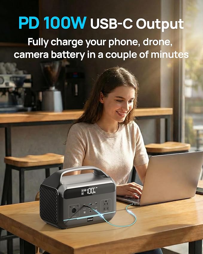 Portable Power Station 600W, 288Wh Solar Generator LiFePO4 Battery - Image 5