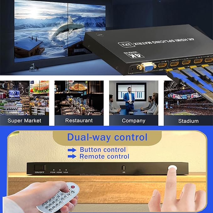 4-in4-out Video Wall Controller 2x2, HDMI & VGA & USB & SD Support 4K Input TV - Image 6