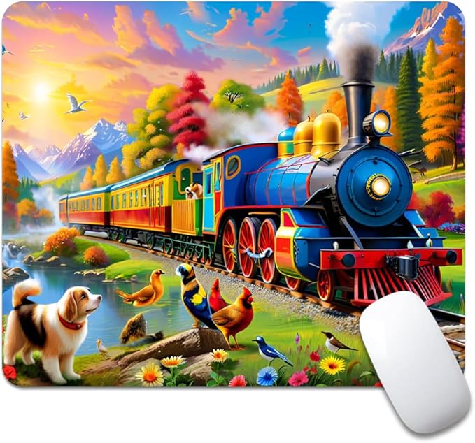 Train Square Mouse pad, Waterproof, Anti Slip Rubber Base, Computer Mouse pad by Goodsprout