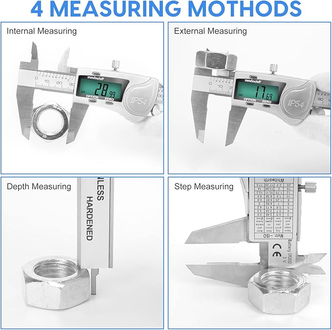 Digital Caliper Measuring Tool, IP54 Waterproof Electronic Micrometer Caliper - Image 6