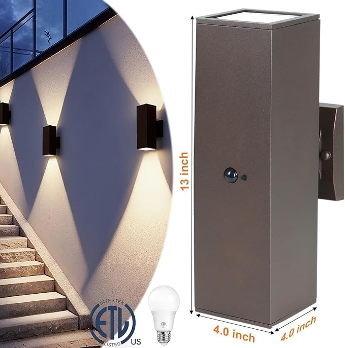Motion Sensor Outdoor Wall Lights 2-Pack, Dusk to Dawn Exterior Light Fixtures - Image 4